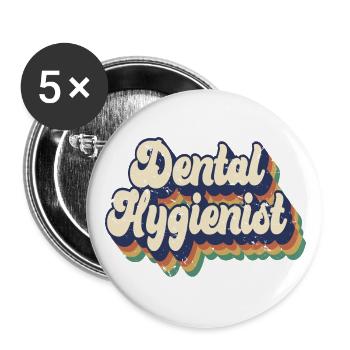 Retro Dental Hygienist Est. 2023 Graduated Dentist - Buttons large 2.2''/56 mm (5-pack) - white - Front