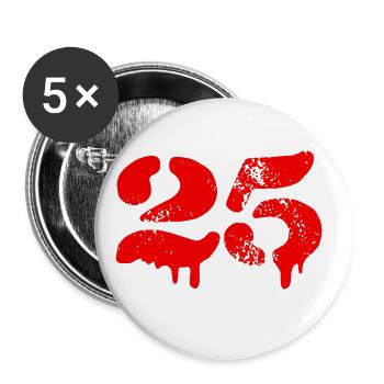 25 Zahl Symbol - Buttons groß 56 mm (5er Pack) - Weiß - Vorne