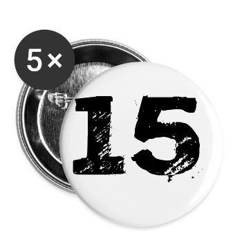 15 Zahl Trikot - Buttons groß 56 mm (5er Pack) - Weiß - Vorne