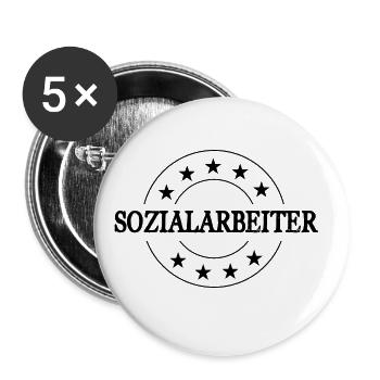 Sozialarbeiter Beruf - Buttons groß 56 mm (5er Pack) - Weiß - Vorne
