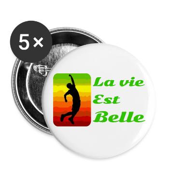 La vie est belle! - Lot de 5 grands badges (56 mm) - blanc - Devant