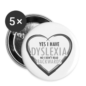 Professeur de dyslexie pour les thérapeutes de Legathenia - Lot de 5 grands badges (56 mm) - blanc - Devant