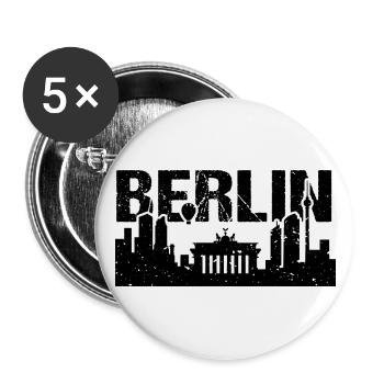 Berlin Skyline Vintage Hauptstadt Berlin - Buttons groß 56 mm (5er Pack) - Weiß - Vorne