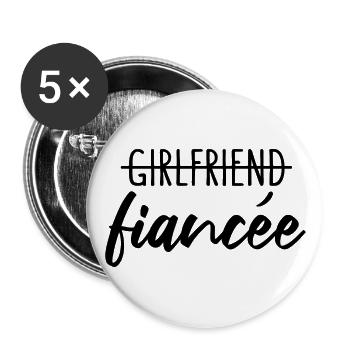Girlfriend Fiancée Fiancée Engagement - Buttons large 2.2''/56 mm (5-pack) - white - Front