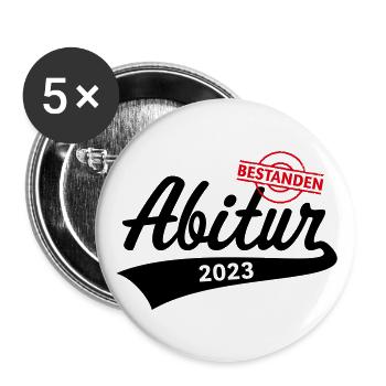 Abitur 2023 Bestanden (Abiturient / Abi) - Buttons groß 56 mm (5er Pack) - Weiß - Vorne