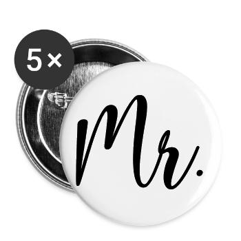 Mr. Matching Paar Verlobung Hochzeit Flitterwochen - Buttons groß 56 mm (5er Pack) - Weiß - Vorne