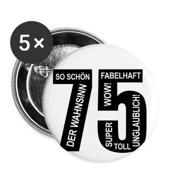 75. Geburtstag Wow Fabelhaft Lustiges Motiv - Buttons groß 56 mm (5er Pack) - Weiß - Vorne