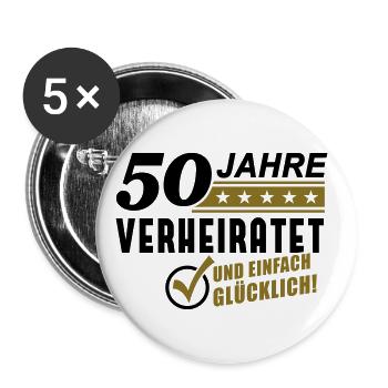 50 Jahre verheiratet (Schriftzug) - Buttons groß 56 mm (5er Pack) - Weiß - Vorne