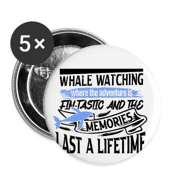 Marine mammals for orca watching and humpback whale - Buttons large 2.2''/56 mm (5-pack) - white - Front