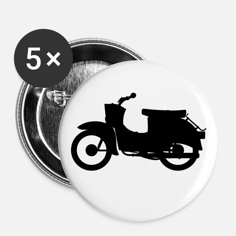 Simson Schwalbe Silhouette - Buttons large 2.2''/56 mm (5-pack) - white