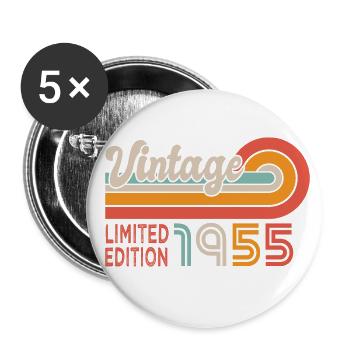 1955 Geburtstag Jahrgang 1955 - Buttons groß 56 mm (5er Pack) - Weiß - Vorne