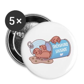 Mignons chiens de saucisse teckel dans une boîte drôle - Lot de 5 grands badges (56 mm) - blanc - Devant