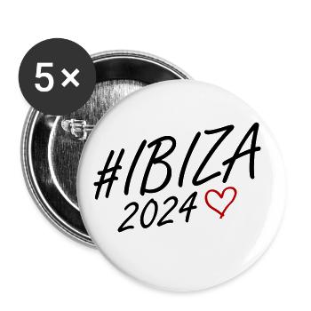Ibiza 2024 Heart Trip - Buttons large 2.2''/56 mm (5-pack) - white - Front
