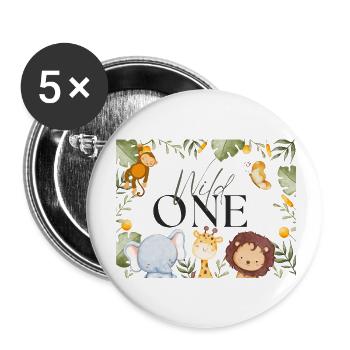 First Birthday Baby Wild One Safari 1 Birthda - Buttons large 2.2''/56 mm (5-pack) - white - Front