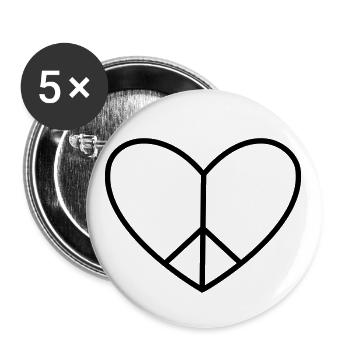 Friede im Herzen - Buttons groß 56 mm (5er Pack) - Weiß - Vorne