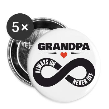 Grand-père toujours sur jamais hors cadeau de coeur de grand-père - Lot de 5 grands badges (56 mm) - blanc - Devant