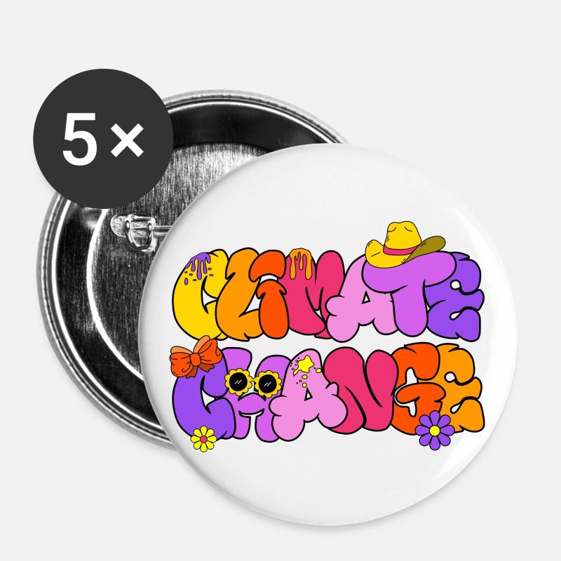 Climate Change, Climate Change - Buttons large 2.2''/56 mm (5-pack) - white