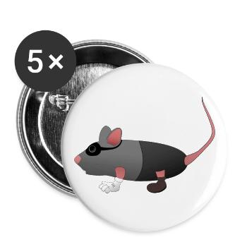 Gauner-Maus in Aktion - Buttons groß 56 mm (5er Pack) - Weiß - Vorne