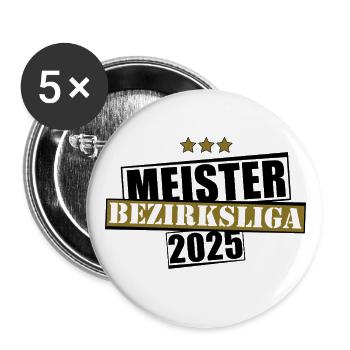 Meister Bezirksliga 2025 Aufstiegstrikot - Buttons groß 56 mm (5er Pack) - Weiß - Vorne
