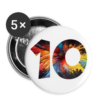 NUMMER 10 JAHRE 10. GEBURTSTAG - Buttons groß 56 mm (5er Pack) - Weiß - Vorne