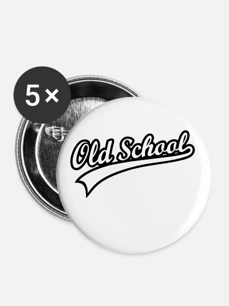 OLD SCHOOL OUTLINE - Buttons groß 56 mm (5er Pack) - Weiß