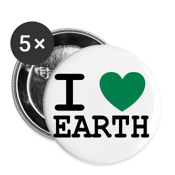 I *heart* earth! - Buttons large 2.2''/56 mm (5-pack) - white - Front