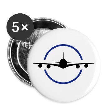 ★ Design colors can be changed ★ Airplane from the front, circle - Buttons large 2.2''/56 mm (5-pack) - white - Front