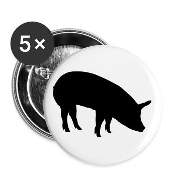 Sow pig schnitzel vector color selectable - Buttons large 2.2''/56 mm (5-pack) - white - Front