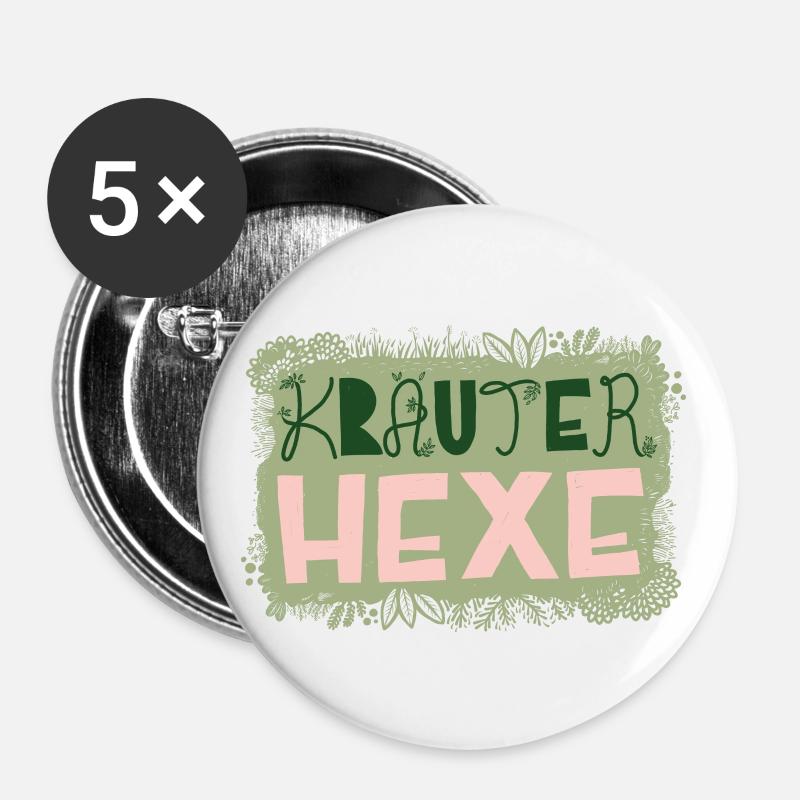 Herbal witch - Buttons large 2.2''/56 mm (5-pack) - white