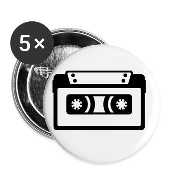 Kassette Symbol - Buttons groß 56 mm (5er Pack) - Weiß - Vorne