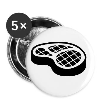 Symbole du steak de viande - Lot de 5 grands badges (56 mm) - blanc - Devant