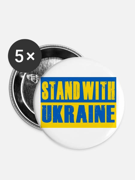 Stand with Ukraine - Buttons groß 56 mm (5er Pack) - Weiß