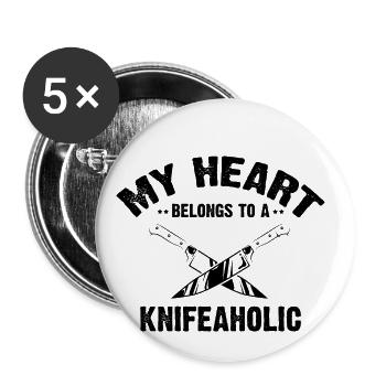 Mein Herz gehört einem Messerfan Messersammler - Buttons groß 56 mm (5er Pack) - Weiß - Vorne