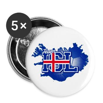 Carte de l’équipe ISL Islande avec modèle de balle - Lot de 5 grands badges (56 mm) - blanc - Devant