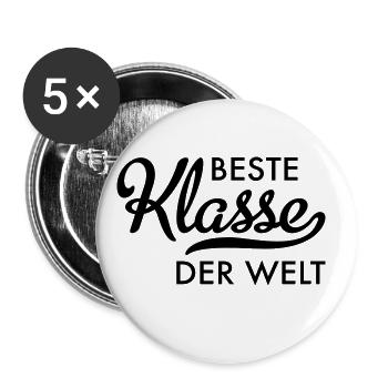 Beste Klasse der Welt - Buttons groß 56 mm (5er Pack) - Weiß - Vorne