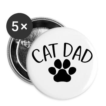 Cat Dad - Mignon Paw Cat Lover Dad Cat Owner - Lot de 5 grands badges (56 mm) - blanc - Devant