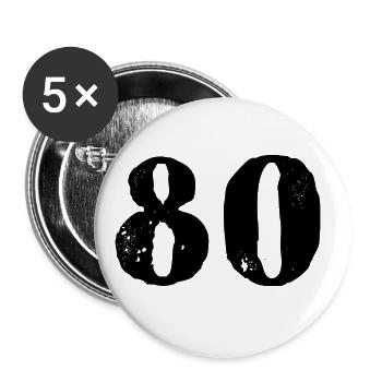 80 Zahl Trikot - Buttons groß 56 mm (5er Pack) - Weiß - Vorne