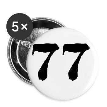 77 Zahl Trikot - Buttons groß 56 mm (5er Pack) - Weiß - Vorne