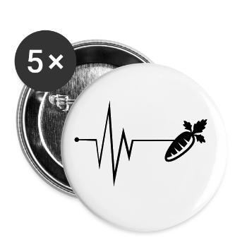 Karotte Puls - Buttons groß 56 mm (5er Pack) - Weiß - Vorne