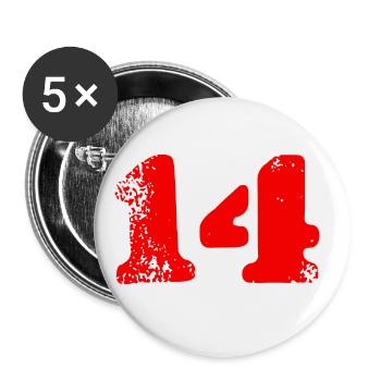 14 Zahl Symbol - Buttons groß 56 mm (5er Pack) - Weiß - Vorne
