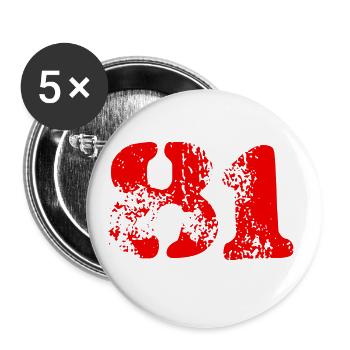 81 Zahl Symbol - Buttons groß 56 mm (5er Pack) - Weiß - Vorne