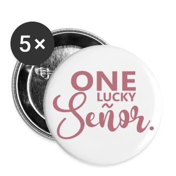 One Lucky Señor Wedding Husband To Be Groom - Buttons large 2.2''/56 mm (5-pack) - white - Front