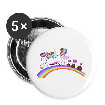 Einhorn - Regenbogen - Unicorn Poop - Buttons groß 56 mm (5er Pack) - Weiß - Vorne
