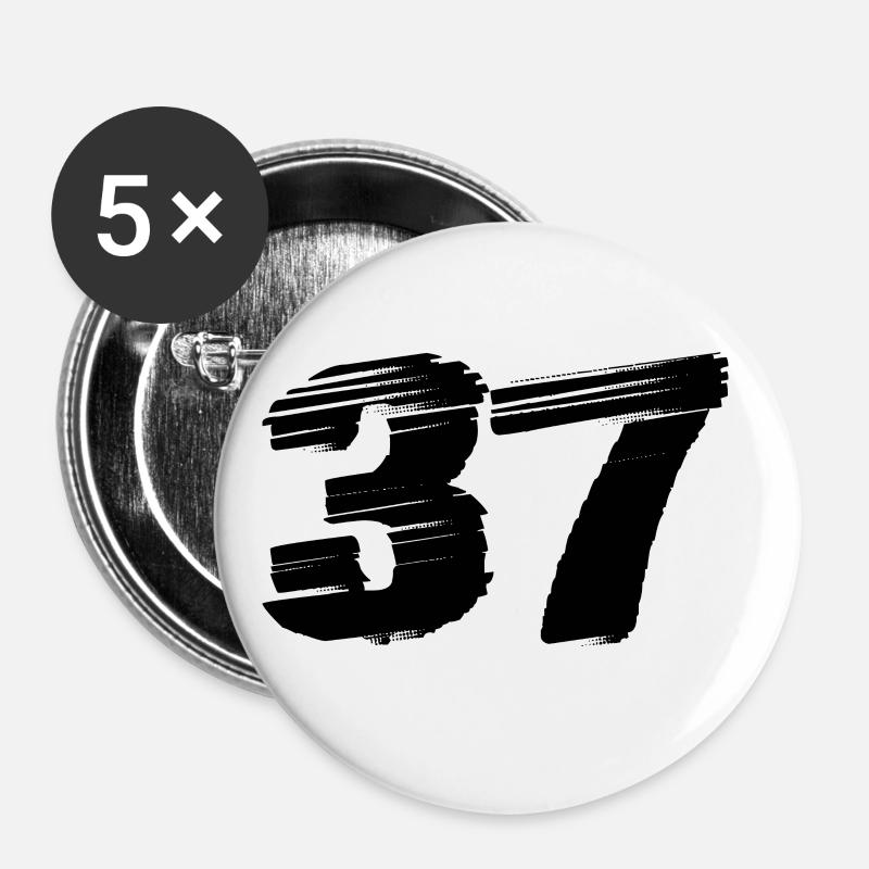 37 Number jersey - Buttons large 2.2''/56 mm (5-pack) - white