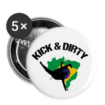 Ginga Capoeira für brasilianische Kampfsportarten - Buttons groß 56 mm (5er Pack) - Weiß - Vorne