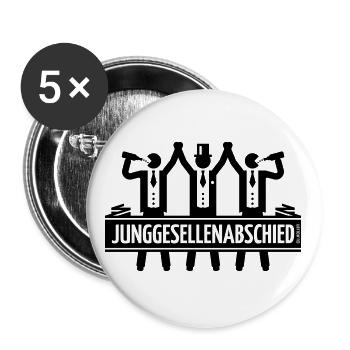 Junggesellenabschied (Trio Team Bräutigam / Black) - Buttons groß 56 mm (5er Pack) - Weiß - Vorne