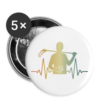 Heartbeat Field Hockey Floorball Hockey - Buttons large 2.2''/56 mm (5-pack) - white - Front