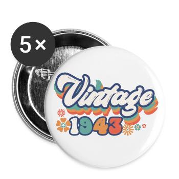 1943 Geburtstag 80 Jahre Jahrgang - Buttons groß 56 mm (5er Pack) - Weiß - Vorne