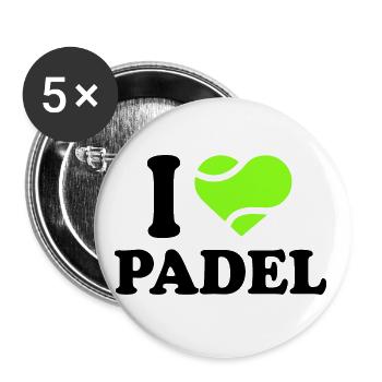 Ich liebe Padel - Buttons groß 56 mm (5er Pack) - Weiß - Vorne