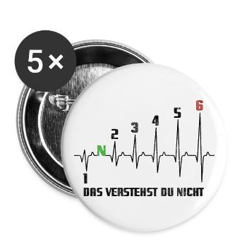 1N23456 Herzkurve das verstehst du nicht - Puls - Buttons groß 56 mm (5er Pack) - Weiß - Vorne